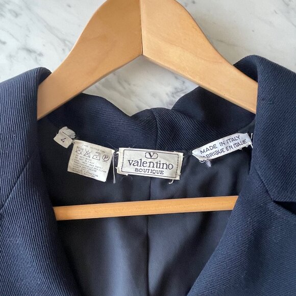 Valentino Boutique Navy Jacket Blazer Pleated Back Size 4 - Picture 5 of 11
